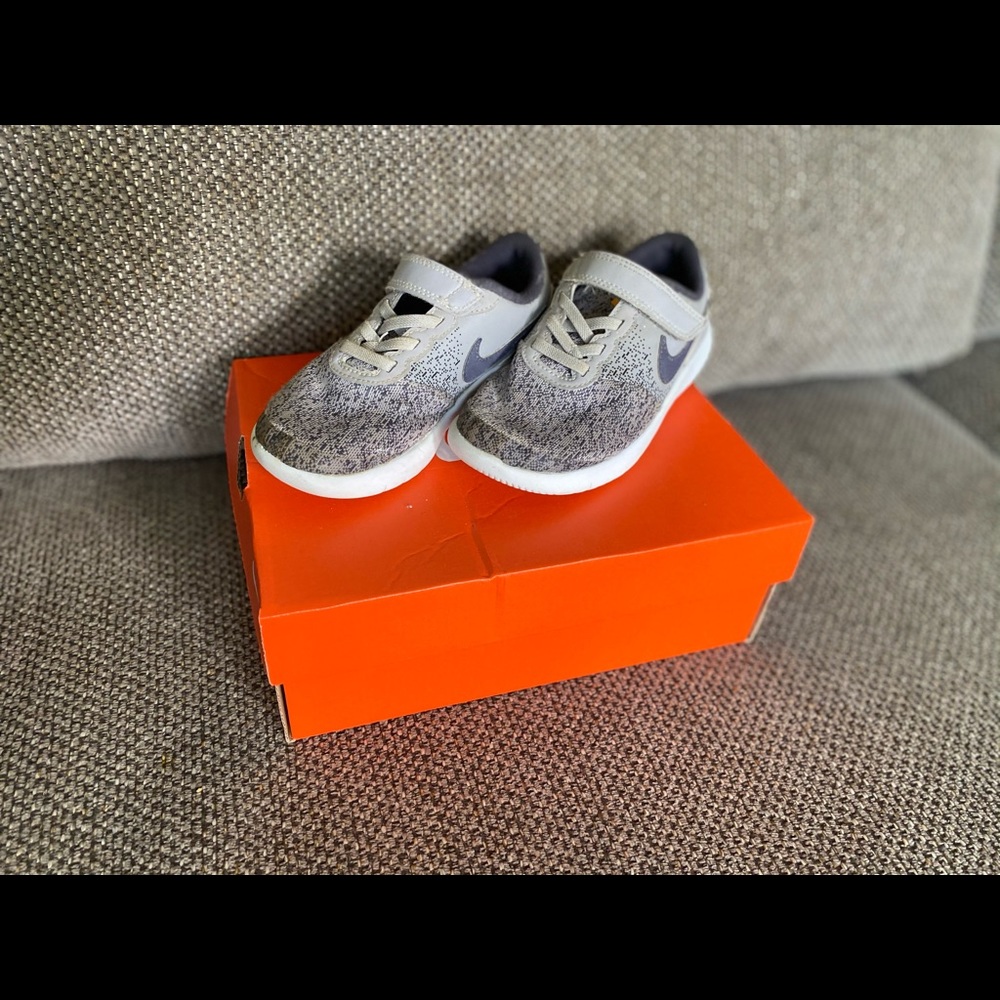 Gray Nike running shoes kids 13c